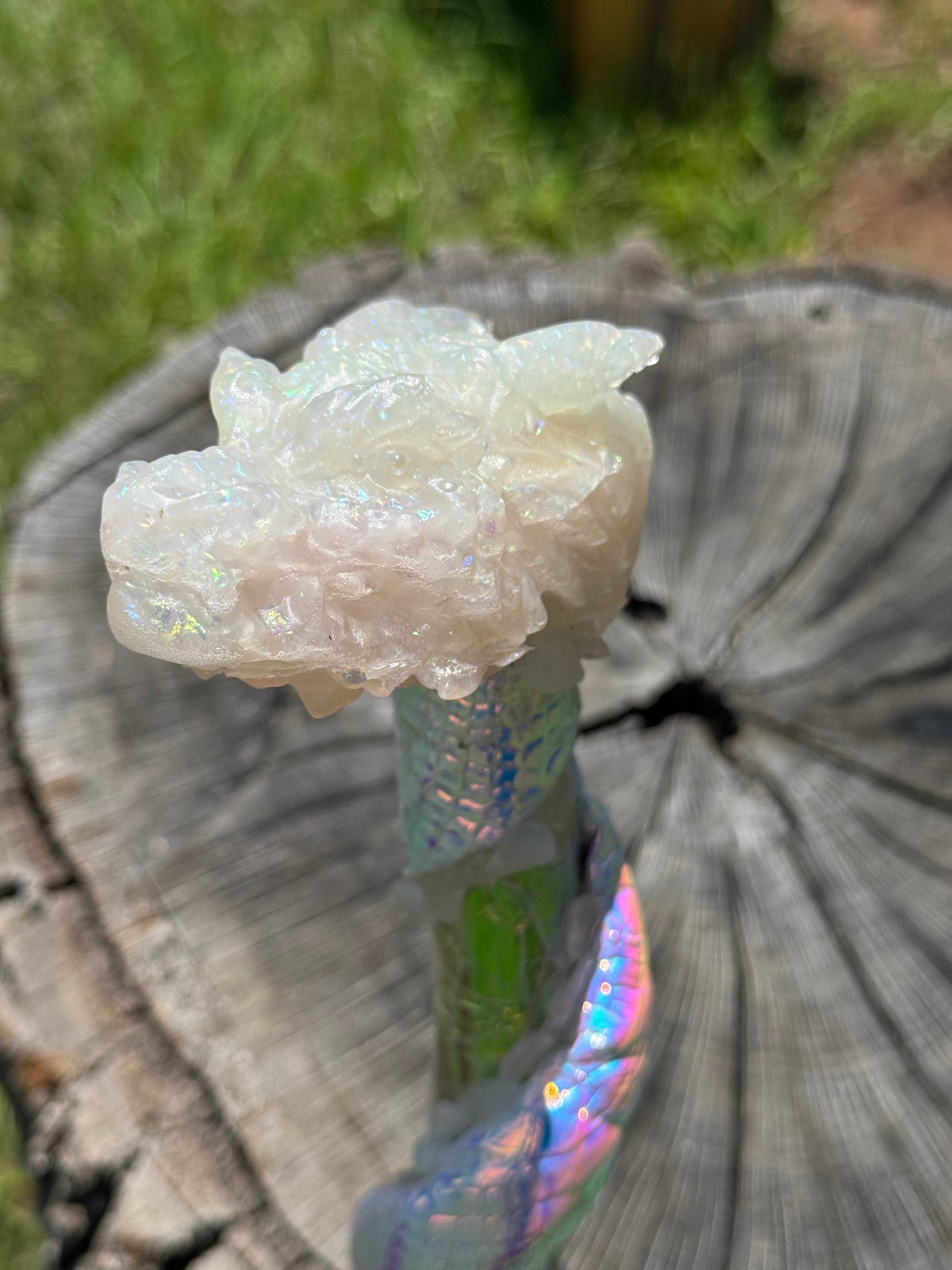 Rose Quartz Dragon Staff of Asclepius